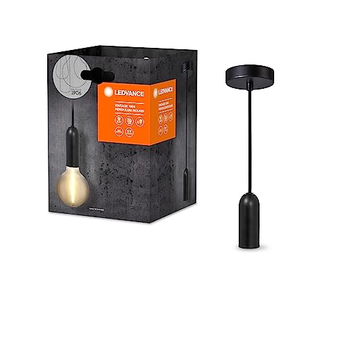 LEDVANCE Vintage 1906 Pendelleuchte ROUND E27, schwarz, max. 25W (LED 15W), E27 Sockel, runder Baldachin, Innenraum-Pendelleuchte, Kombination mit 1906 Vintage-Lampen, Kombination mit smarten Lampen von LEDVANCE