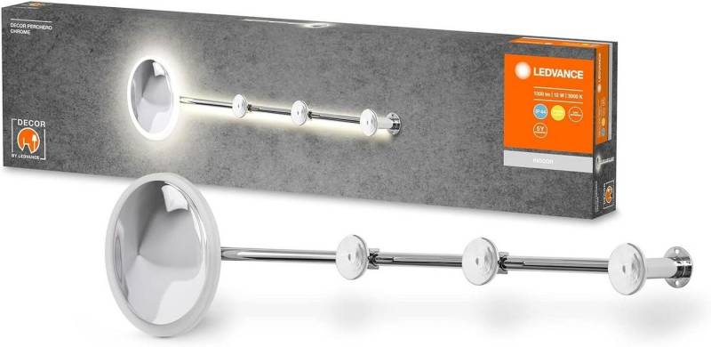 Ledvance Wandleuchte Ledvance DECOR Perchero Garderobenhaken 850mm 12W Warm Light, LED-Modul, Kaltweiß, chrom, kombinierte Nutzung von Ledvance