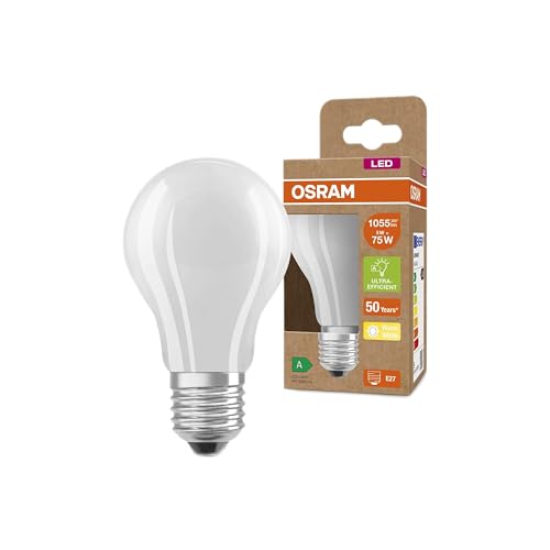 OSRAM LED Stromsparlampe, Matte Birne mit E27 Sockel, Warmweiß (3000K), 5 Watt, ersetzt herkömmliche 75W-Leuchtmittel, besonders hohe Energieeffizienz und stromsparend, 6er-Pack von OSRAM Lamps