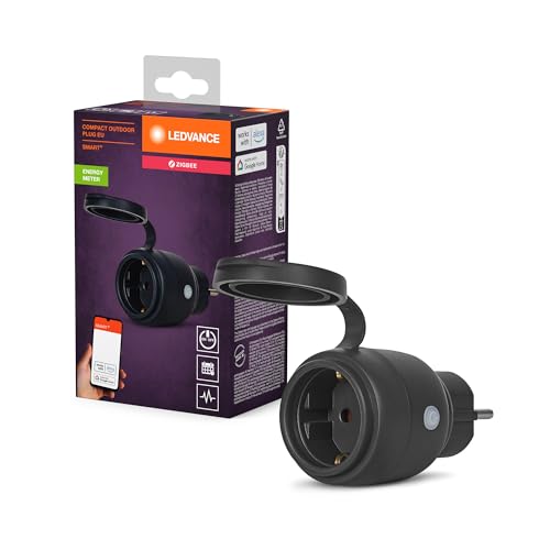 LEDVANCE SMART ZigBee Outdoor Plug, kompakte Außensteckdose mit Energieverbrauchskontrolle, macht konventionelle Geräte smart, steuerbar über Alexa, Google Home und andere Zigbee Gateways, 1er-Pack von Ledvance