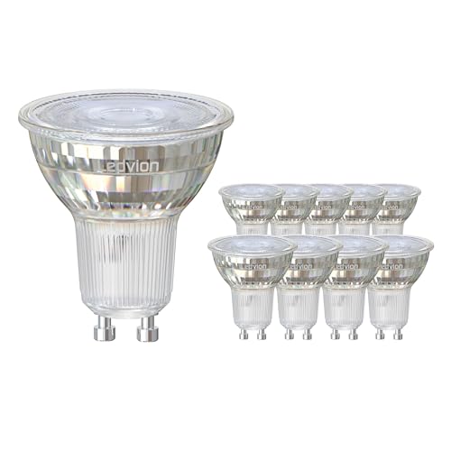 Ledvion - 10x GU10 LED Spots, Dimmbare, 5W, 2700K, 345 Lumen, Vollglas von Ledvion