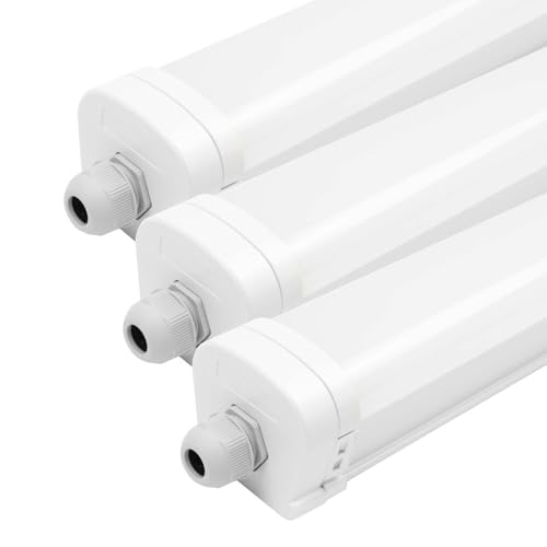 3-Pack LED Feuchtraumleuchten, LED Licht, Tageslichtlampe, Deckenleuchte, Deckenlampe Lang, Innenleuchte, Außenlampe, 60 cm, Samsung LED, IP65, 20W, 140 lm/W, 4000K, Verlinkbar, 5 Jahre Garantie von Ledvion