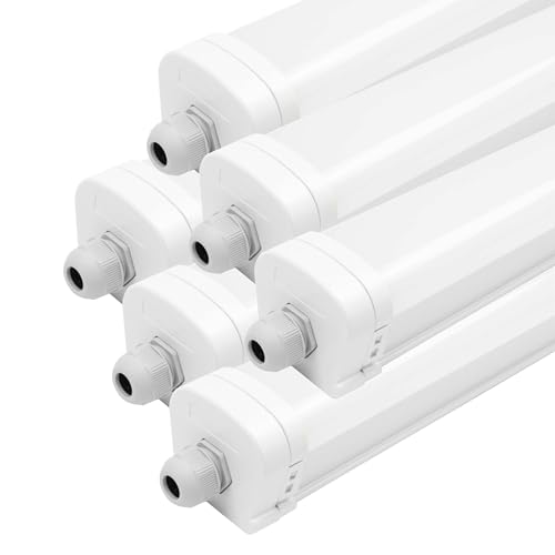 6-Pack LED Feuchtraumleuchten, LED Licht, Tageslichtlampe, Deckenleuchte, Deckenlampe Lang, Innenleuchte, Außenlampe, 150 cm, Samsung LED, IP65, 48W, 140 lm/W, 4000K, Verlinkbar, 5 Jahre Garantie von Ledvion