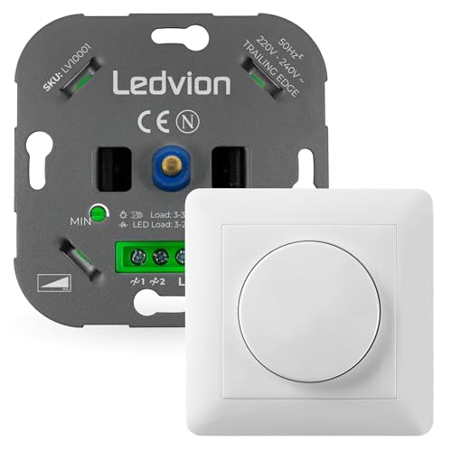Ledvion - LED Dimmer 3-250 Watt inkl. Weiße Abdeckplatte, Universeller LED, Schalter von Ledvion