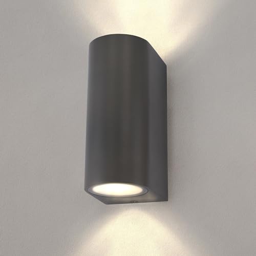 Ledvion - LED Wandlampe Anthrazit & Rund, GU10 Spot, IP54, Up&Down Licht, Außenlampe, Außenbeleuchtung, Gartenbeleuchtung, Fassadenbeleuchtung von Ledvion
