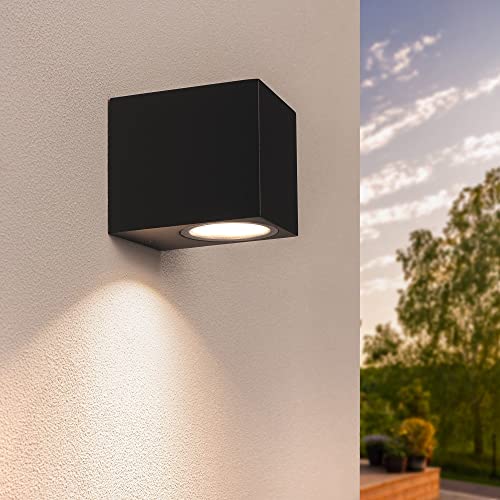 Ledvion Hydra, LED Wandleuchte Außen Schwarz Kubus, Für Ein GU10 Down, Außenwandleuchte, Wandlampe, Außenlampe, IP54 von Ledvion