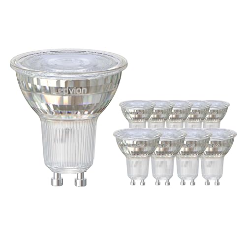 Ledvion - 10x GU10 LED Glühbirnen, 5W, 4000K, 345 Lumen, Vollglas, Beleuchtung von Ledvion