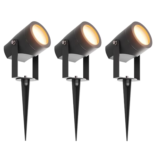 Ledvion - 3X LED Erdspieße, Schwarz, IP44, 1W, 3000K, 1M Kabel, Gartenstrahler Außen von Ledvion