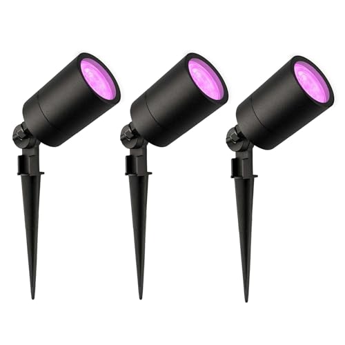 Ledvion - 3X RGBWW LED Strahler, Schwarz, IP65, 5W, RGBWW, 1 Meter Kabel, LED Strahler, Außen Garten Spot von Ledvion