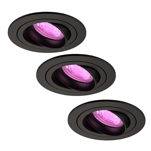 Ledvion - 3X SMART LED Einbaustrahler Tokyo, Schwarz, Dimmbar, Rund, RGBWW, 2 Jahre Garantie von Ledvion