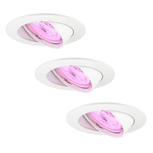 Ledvion 3er Pack Smart LED Einbaustrahler Weiß, Amsterdam, Smart WiFi, Dimmbar, RGBWW, Bad Einbauleuchten, Deckenspots Deckenstrahler, Einbauspots, Einbaustrahler Rahmen von Ledvion