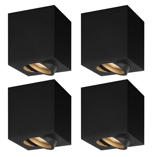 Ledvion - 4X LED Aufbauspots Quadratisch, Dimmbare, 3W, 2700K, Schwarz, Deckenleuchte Ledvion - 4X LED Aufbauspots Quadratisch, Dimmbare, 3W, 2700K, Schwarz, Deckenleuchte von Ledvion