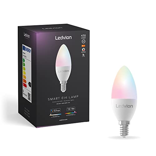 Ledvion 4er-Pack Smart RGB+CCT E14 LED Lampe, WLAN Beleuchtung, Wifi Glühbirne, Dimmbar, 5W, 470 Lumen, Kompatibel mit u.A. Alexa und Google Home von Ledvion