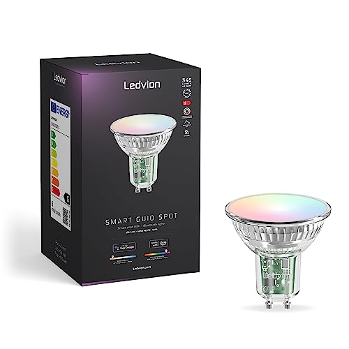 Ledvion 4er-Pack Smart RGB+CCT GU10 LED Spot, WLAN Beleuchtung, Wifi Leuchte, Dimmbar, 5W, 345 Lumen, Kompatibel mit u.A. Alexa und Google Home von Ledvion