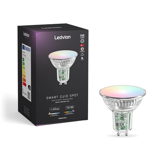 Ledvion - 4x Smart RGB+CCT GU10 LED Spot, 5W, 345 Lumen, Dimmbar, Wi-Fi Beleuchtung, Wi-Fi Licht, Alexa & Google Home von Ledvion