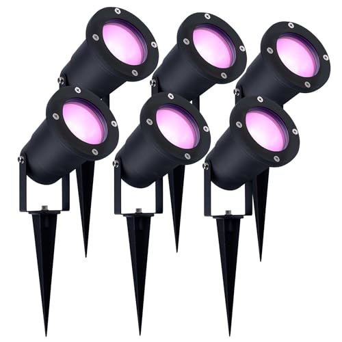 Ledvion - 6X SMART Wifi LED Strahler, Aluminium, IP65, 5W, RGBWW, 1 Meter Kabel, LED Strahler, Außen Garten Spot von Ledvion