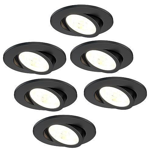 Ledvion 6er Pack Dimmbarer LED Einbaustrahler, IP65, 7W, CCT, ø90mm, 5 Jahre Garantie, 5 Jahre Garantie Badezimmer Einbaustrahler, Deckenstrahler Einbaustrahler, Einbaustrahler von Ledvion