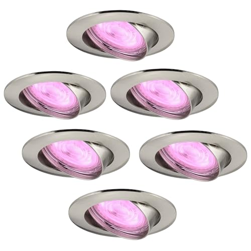 Ledvion 6er Pack Smart LED Einbaustrahler Edelstahl, Amsterdam, Smart WiFi, Dimmbar, RGBWW, Bad Einbauleuchten, Deckenspots Deckenstrahler, Einbauspots, Einbaustrahler Rahmen, von Ledvion