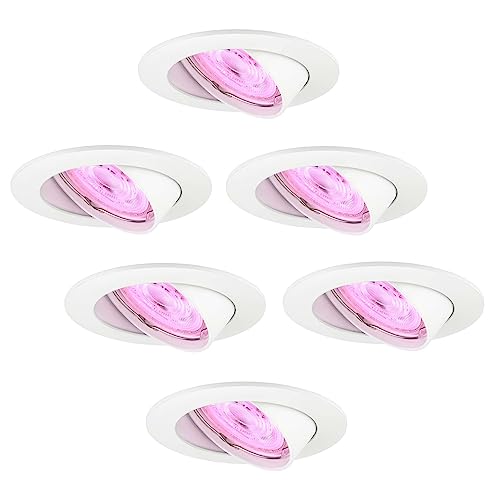 Ledvion 6er Pack Smart LED Einbaustrahler Weiß, Amsterdam, Smart WiFi, Dimmbar, RGBWW, Bad Einbauleuchten, Deckenspots Deckenstrahler, Einbauspots, Einbaustrahler Rahmen von Ledvion