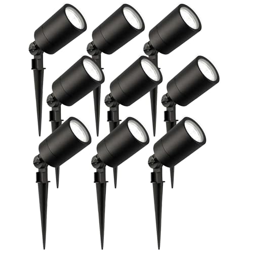 Ledvion - 9X LED Gartenstrahler, 6500K, Schwarz, 5W, IP65, inkl. Schnellanschluss von Ledvion