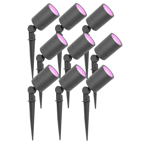 Ledvion - 9X SMART Wifi LED Strahler, Anthrazit Aluminium, IP65, 5W, RGBWW, 1 Meter Kabel, LED Strahler, Garten Spot von Ledvion