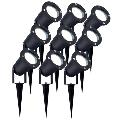 Ledvion - 9X LED Strahler, Aluminium, IP65, 5W, 6500K, 1 Meter Kabel, LED Spot, Garten Spot von Ledvion