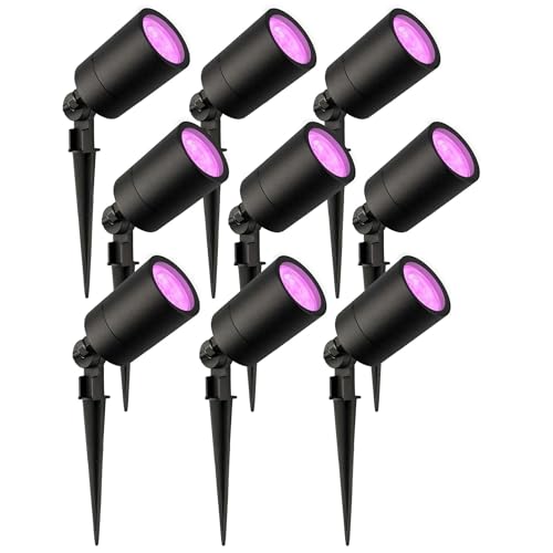 Ledvion - 9X RGBWW LED Strahler, Schwarz, IP65, 5W, RGBWW, 1 Meter Kabel, LED Strahler, Außen Garten Spot von Ledvion