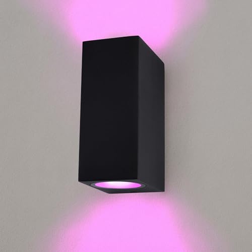 Ledvion Cube Schwarz, Smart LED Wandleuchte, Schwarz, RGBWW, Innen & Außen, Wandlampe, Außenlampe, IP54 von Ledvion