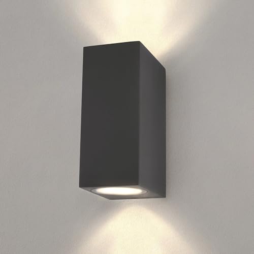 Ledvion - LED Wandlampe Anthrazit & Cube, GU10 Spot, IP54, Up&Down Licht, Außenlampe, Außenbeleuchtung, Gartenbeleuchtung, Fassadenbeleuchtung von Ledvion