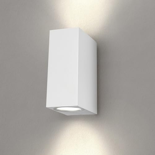 Ledvion - LED Wandlampe, 3W, 2700K, Cube & Weiß, GU10 Spot, IP54, Up&Down Licht, Außenlampe von Ledvion