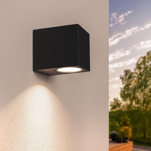 Ledvion Hydra, LED Wandleuchte Außen Schwarz Kubus, Mit Für Ein GU10 Down, Außenwandleuchte, Wandlampe, Außenlampe, IP54 von Ledvion