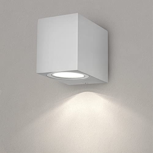 Ledvion Hydra, LED Wandleuchte Außen Weiß Kubus, Für Ein GU10 Down, Außenwandleuchte, Wandlampe, Außenlampe, IP54 von Ledvion