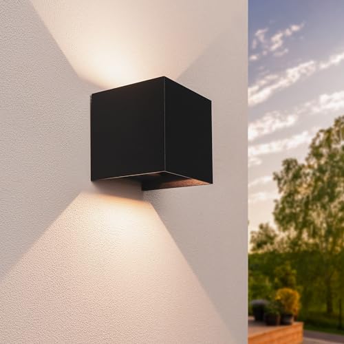 LED Wandleuchte Schwarz - Innen/Außen - Einstellbarem Abstrahlwinkel - 3000K Warmweiß - 6W - IP54 von Ledvion