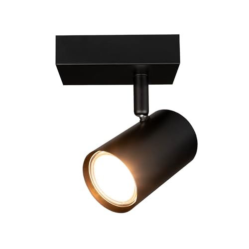 Ledvion LED-Deckenstrahler Schwarz 1-Licht, Dimmbar Neigbar, GU10-Fassung, Aufputzmontage, Schwarze Lampe, Rechteck Lampe, Beleuchtung, IP20, Ohne GU10-Lampe von Ledvion