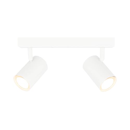 Ledvion LED-Deckenstrahler Weiß 2-Licht, Dimmbar, 5W, 2700K, Neigbar, GU10-Fassung, Aufputzmontage, Weiß Lampe, Rechteck Lampe, Beleuchtung, IP20, GU10-Fassung, Inkl. GU10-Lampe von Ledvion