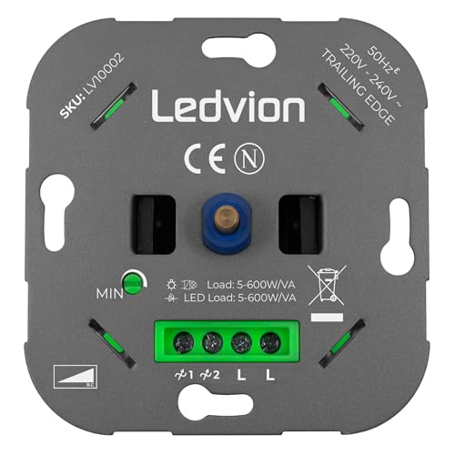 Ledvion - LED Dimmer 5-600 Watt, Universell, LED, Einbaudimmer, Phasenabschnitt von Ledvion
