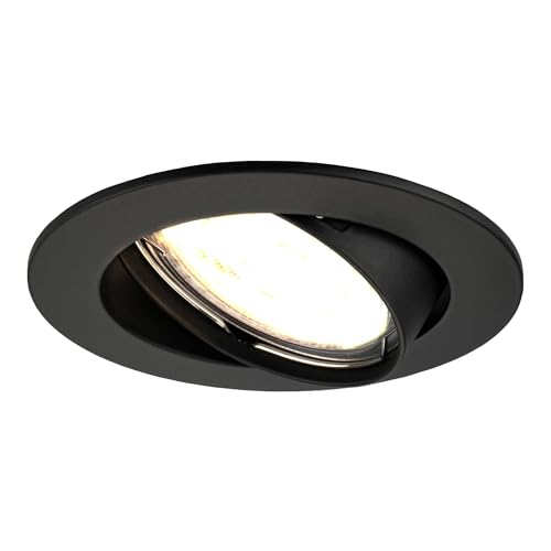 Ledvion LED Einbaustrahler Schwarz, Amsterdam, 5W, 2700K, ø82 mm, Dimmbar, Bad Einbauleuchten, Deckenspots Deckenstrahler, Einbauspots, Einbaustrahler Rahmen von Ledvion