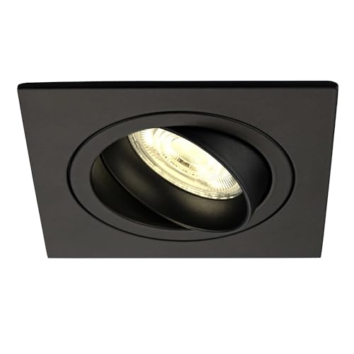 Ledvion LED Einbaustrahler Schwarz, Sevilla, 5W, 2700K, 92 MM, Dimmbar, Quadrat, Bad Einbauleuchten, Deckenspots Deckenstrahler, Einbauspots, Einbaustrahler Rahmen von Ledvion