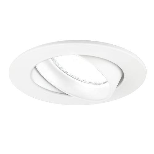 Ledvion LED Einbaustrahler Weiß, Rio, 5W, 6500K, ø85mm, Dimmbar, Bad Einbauleuchten, Deckenspots Deckenstrahler, Einbauspots, Einbaustrahler Rahmen von Ledvion