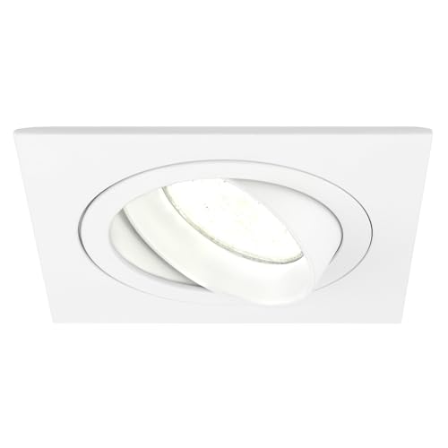 Ledvion LED Einbaustrahler Weiß, Sevilla, 5W, 4000K, 92 MM, Dimmbar, Quadrat, Bad Einbauleuchten, Deckenspots Deckenstrahler, Einbauspots, Einbaustrahler Rahmen von Ledvion