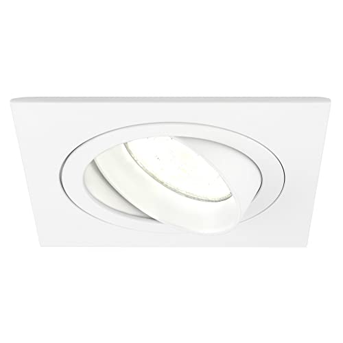 Ledvion LED Einbaustrahler Weiß, Sevilla, 5W, 4000K, 92 MM, Dimmbar, Quadrat, Bad Einbauleuchten, Deckenspots Deckenstrahler, Einbauspots, Einbaustrahler Rahmen von Ledvion