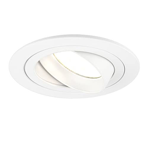 Ledvion LED Einbaustrahler Weiß, Tokyo, 5W, 2700K, ø92mm, Dimmbar, Bad Einbauleuchten, Deckenspots Deckenstrahler, Einbauspots, Einbaustrahler Rahmen von Ledvion