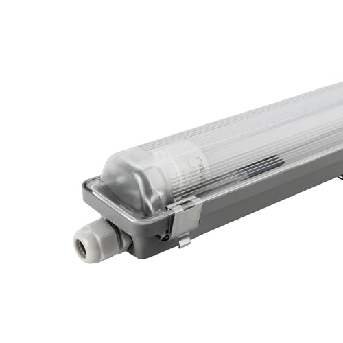 Ledvion LED-Feuchtraumleuchte 120CM, 18 Watt, 6500K, 3330 Lumen, IP65, Inkl. LED-Röhre mit 185 Lumen pro Watt, Mit Edelstahlbefestigung, Mehr als 75.000 Stunden, Staub- und Sprengwirkungsfrei von Ledvion