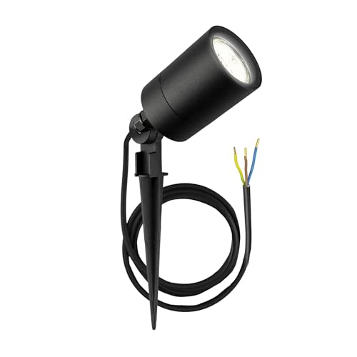 Ledvion LED Gartenstrahler Aluminium, IP65, GU10 Fassung, 1m Kabel, Erdspießstrahler Schwarz von Ledvion