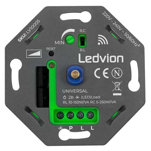 Ledvion - LED Smart WIFI LED Dimmer 5-250 Watt, Universell, LED, Einbaudimmer, Phasenabschnitt Ledvion - LED Smart WIFI LED Dimmer 5-250 Watt, Universell, LED, Einbaudimmer, Phasenabschnitt von Ledvion