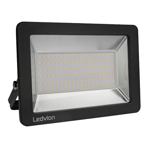 Ledvion LED Strahler, 100 Watt LED Fluter, 4000K Scheinwerfer, 12000 Lumen Arbeitsbeleuchtung, Außenstrahler IP65 Wasserdicht, Flutlicht mit Schnellanschluss von Ledvion