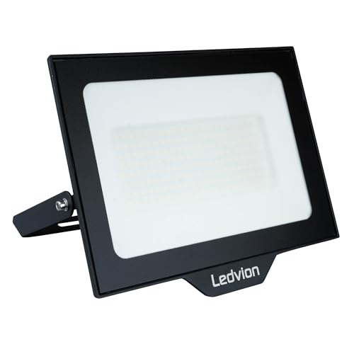 Ledvion LED Strahler, Inkl. 0.5M Kabel, 100 Watt Osram LED Strahler, 4000K Weitstrahl, 12000 Lumen Arbeitslicht, Außen Strahler IP65 wasserdicht, Strahler mit Schnellkupplung von Ledvion