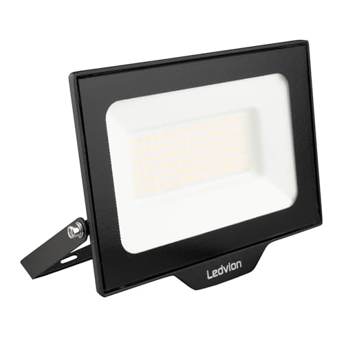Ledvion LED Strahler, Inkl. 0.5M Kabel, 50 Watt Osram LED Strahler, 4000K Weitstrahl, 6000 Lumen Arbeitslicht, Außen Strahler IP65 wasserdicht, Weitstrahl mit Schnellkupplung von Ledvion