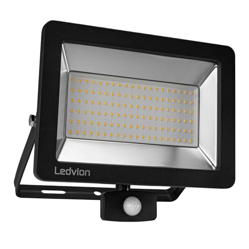 Ledvion LED Strahler, 100 Watt Osram LED Fluter, 4000K Scheinwerfer, 12000 Lumen Arbeitsbeleuchtung, Außenstrahler IP65 Wasserdicht, Flutlicht mit Schnellanschluss von Ledvion