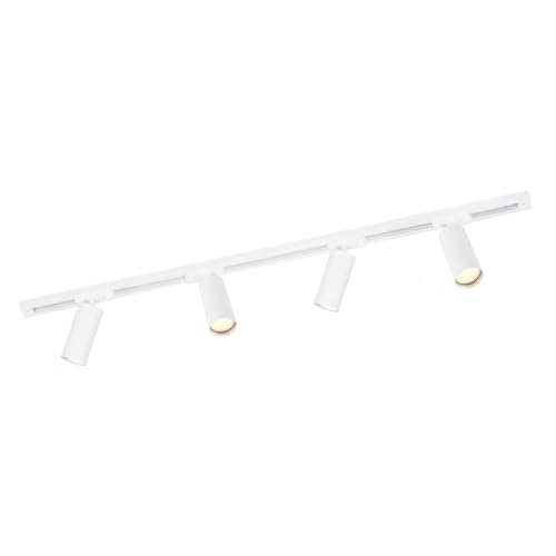Ledvion - LED Stromschienenbeleuchtung 1M + 4 Stromschienenstrahler (Weiß, Dimmbar, GU10 Fassung), 1-phasige Stromschienenleuchte von Ledvion